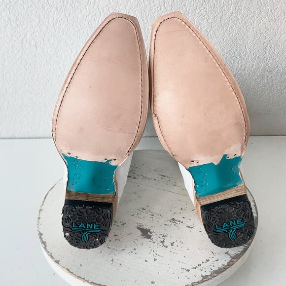 Lane COSSETTE Womens White Cowboy Boots 6.5 Western Cowgirl Mid Calf Pointed Toe - Picture 8 of 11